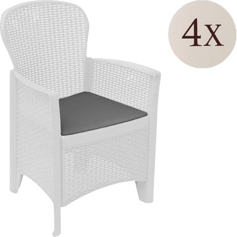 Dmora - Set di 4 sedie da esterno Amilton, Seduta da giardino, Per indoor o outdoor, Con braccioli, Made in Italy, 59x57 h86 cm, Bianco
