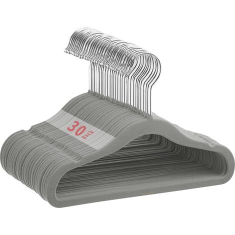 Lot de 30 cintres velours enfants, antidérapants ultra-fins 28cm, crochet rotatif 360 degrés, gain de place penderie bébé (1/5)