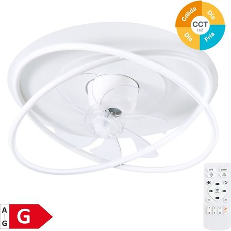 Ventilatore da soffitto rotante "Olmeto" con luce LED dimmerabile e telecomando (36W 3CCT 4827lm) bianco