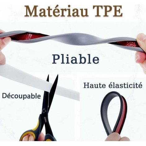 2M Noir Forme de U 16MM Bande de Chant en Adhesive,Pas de Thermocollant Chêne Chant Plan de Travail Bande de Garniture,Caoutchouc Souple TPE Placage Bois Couvre Chant pour Meubles (1/5)