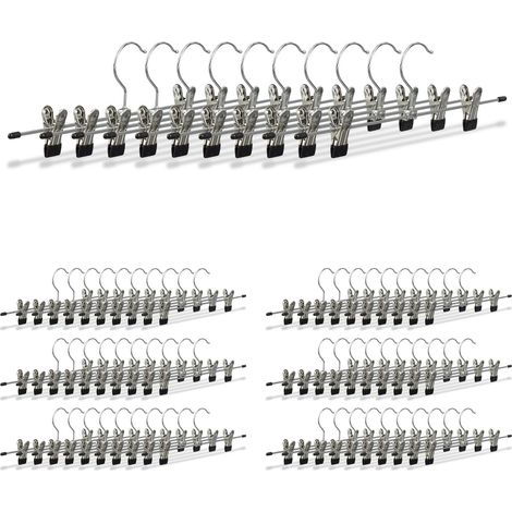 Set de 70 perchas para pantalones, Ajustables, Regulable, Ganchos, Negro y plateado, 9 x 35,5 x 2,5 cm