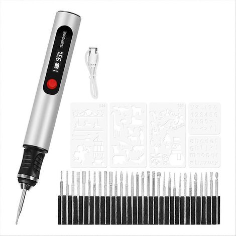 Gravierstift für Künstler und Bastler – Gravieren auf über 50 Oberflächen – Ideal für Anfänger – Nachfüllbar – 30 Spitzen und Bedienungsanleitung inklusive (1/5)