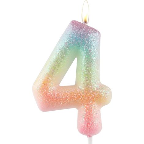 Bougie d’anniversaire pailletée colorée du 4e anniversaire, bougie numéro 4 pour gâteau d’anniversaire pour filles et femmes, fournitures de décoration de fête à thème pailleté coloré (1/5)