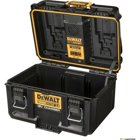 Dewalt – Chargeur duo 2 Amp pour batteries 18V/FLEXVOLT (6.0-12.0Ah) – Protection IP55 – Système Auto-Connect TOUGHSYSTEM 2.0 – 2 ports USB – DWST83471QW