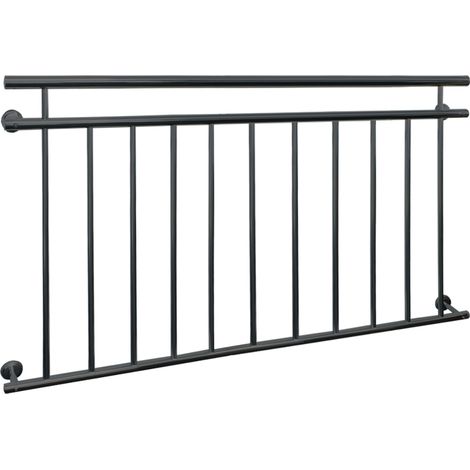 ECD Germany Barandilla de Balcón Estilo Francés Antracita Mate 156x90 cm con 11 Barras Transversales de Acero Recubierto en Polvo, Baranda de Terraza para Puerta o Ventana, Diseño Moderno y Resistente