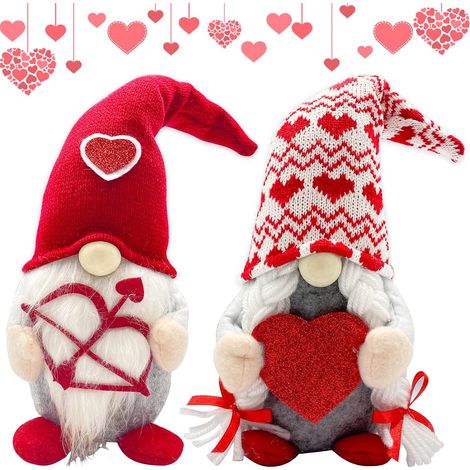Décoration de gnomes en peluche rouges pour la Saint-Valentin - Décoration romantique pour la maison ou le bureau, cadeau d'anniversaire pour elle ou une fille (1/5)