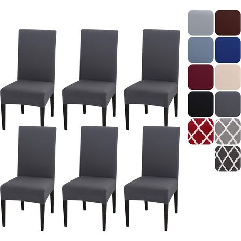 Housses de chaise élastiques, ensemble de 6 pièces, universelles, amovibles et lavables (1/5)