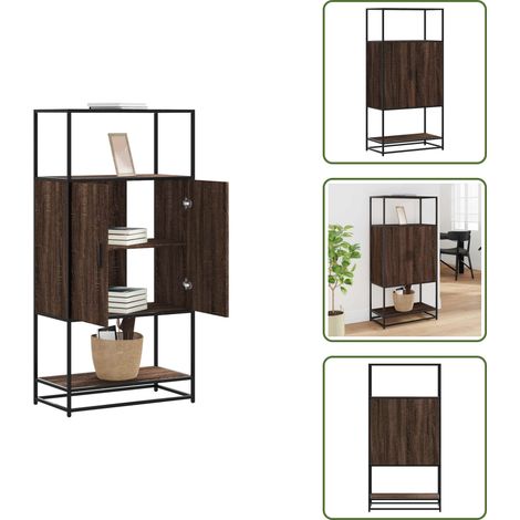 Metal - vidaXL Aparador alto madera de ingeniería y metal marrón roble - Muebles decorativos
