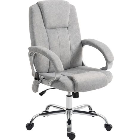 Fauteuil massant chauffant, chaise bureau ergonomique gris, hauteur et accoudoirs réglables (1/5)