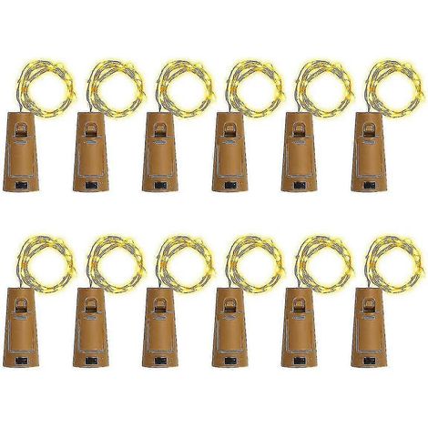 Lot de 12 guirlandes lumineuses pour bouteilles de vin, 2 m, 20 LED. (1/5)