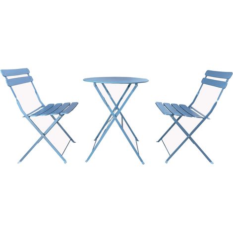 Rebecca Mobili Set da Giardino Set Tavolo e Sedie da Esterno Azzurro Acciaio Salvaspazio (1/7)