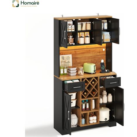 Buffet noir en mdf avec rangement et port USB 105 x 40 x 180 cm HOMAIRE (1/5)