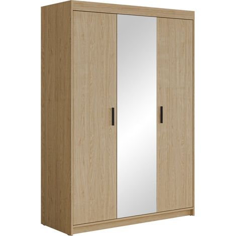 Armario Novduni 102, Roble, 191x133x53cm, Puertas de armario: Con bisagras, Número de estantes: 5 (1/4)