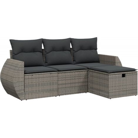 Maison Exclusive - Set de sofás de jardín 4 pzas y cojines ratán