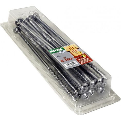 Juego de 20 tornillos SPAX de acero con cabeza avellanada torx, Diam.6 mm x L.180 mm SPAX