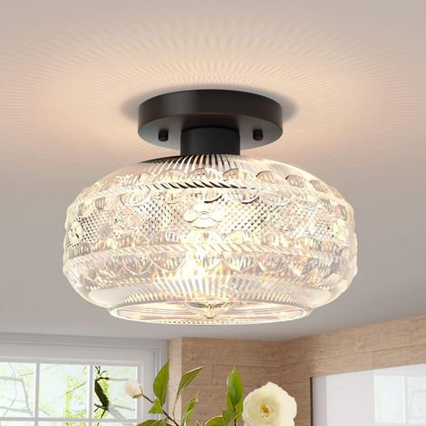 Plafonnier 220 V,ampoule non incluse, globe en verre proche du plafonnier, suspension d'intérieur vintage (1/5)