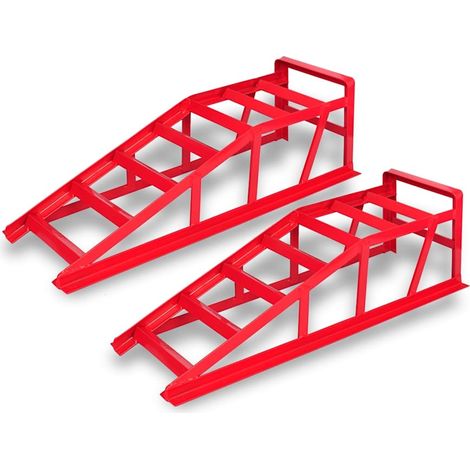 Rampes de voiture en acier pour entretien, rouges, 2 pièces, 91 x 27 x 24 cm - PANGIVO (1/4)