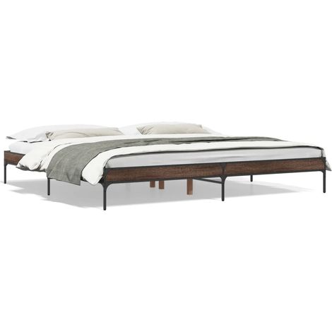 Lit doubleïŒLit adulteïŒCadre de lit sans matelas chĂȘne marron 200x200 cm CFW4855835 (1/5)