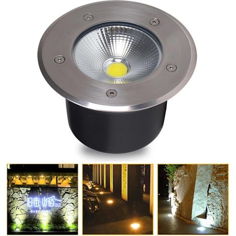 Spot Encastrable Exterieur, LED Enterré Lumière IP66 Étanche AC85-265V LED Spot Encastré Au Sol pour Jardin Carré Villas Terrasse Pelouse Chemins Éclairage Paysager (Color : Warm White, Size (1/5)