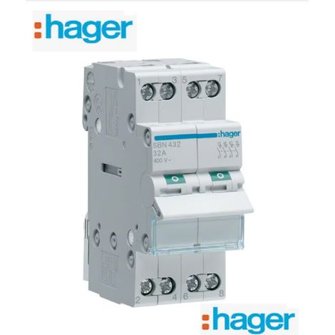 Sbn432 Hager Interrupteur Modulaire Tétrapolaire 4p 32a - Auxiliarisable - Bornes à Vis (1/5)