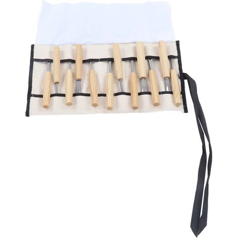 Ensemble de 12 outils de sculpture sur bois avec manches en bois et ciseaux en acier pour la gravure sur bois DIY (1/5)