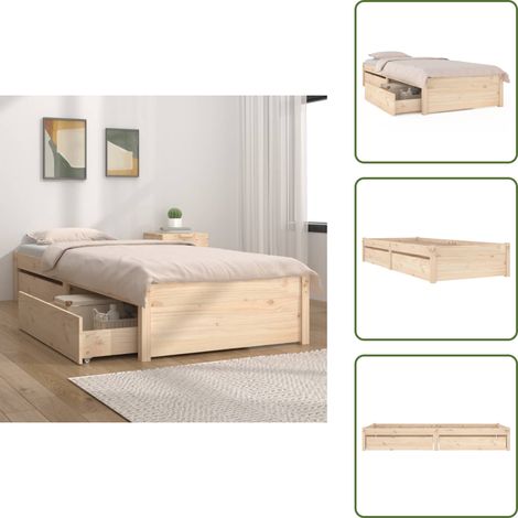 Bett mit Schubladen 75x190 cm - Holzbettwäsche - Kiefernbett - Einzelbett - Bettsofa - Schrankbett