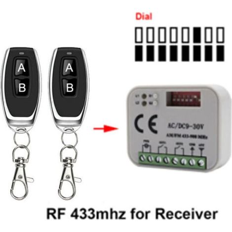 9-30V 10A Récepteur multifréquence 300-900 MHz avec interrupteur de fin de course à distance, interrupteur de contrôle à distance de moteur DC avant et arrière pour porte roulante (2 télécommand (1/4)