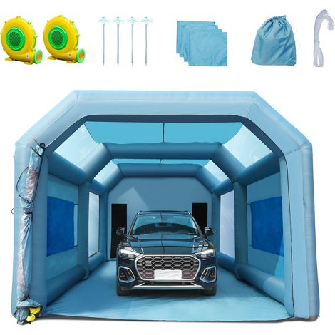 Cabine de Peinture Gonflable 8,5x4,8x3,3 m Tente Peinture Gonflable Automobile en Oxford 210D avec Système de Filtration et 2 Souffleurs Station de Travail pour Pose de Peinture Atelier Garage (1/5)