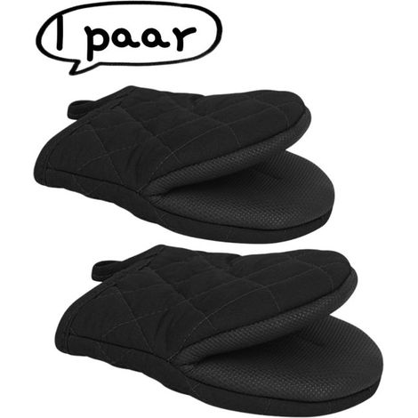 paire - Gants résistants à la chaleur - Gants de canard antidérapants - Résistant aux hautes températures - Gants de four antidérapants - Gants de cuisson résistant à la chaleur - Zwart (1/5)