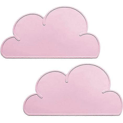 Lot de 2 sets de table nuage en silicone pour enfants, pliables et isolants thermiques, parfaits pour les voyages et les repas. (1/3)