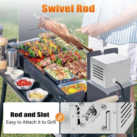 Moteur de barbecue 220 V 25 W en acier inoxydable pour barbecue, rôtissoire, rôtissoire, moteur électrique, tournebroche en acier inoxydable (1/5)