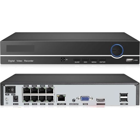 GUSAJ H.265 4K 8CH PoE NVR 2MP 3MP 5MP réseau Disque Dur enregistreur vidéo sécurité à Domicile CCTV Surveillance DVR for caméra IP PoE (Build-in HDD : None, Video Input : 8CH) (1/5)