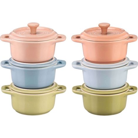 6 Stück, Cocotte set macaron, gemischte Farben