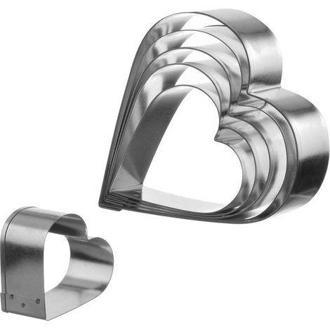 Eva collection set 5 stampi biscotti cuore acciaio
