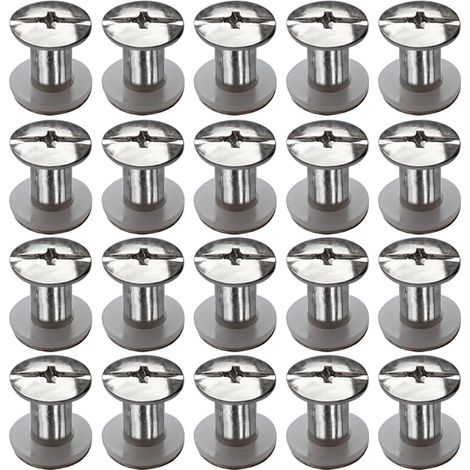 20 Kits Vis Chicago Screws,M58mm Vis de Livre,Rivet a Visser de remplacement en métal pour sacs, livres, colliers, sacs à dos, laisses de chien, laisses (Argent) (1/5)
