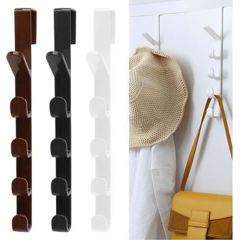 Lot de 3 Crochets Muraux Verticaux à 5 Niveaux – Support de Rangement en Plastique pour Chapeaux, Serviettes et Manteaux – Idéal pour Salle de Bain, Chambre, Cuisine et Dressing (1/5)
