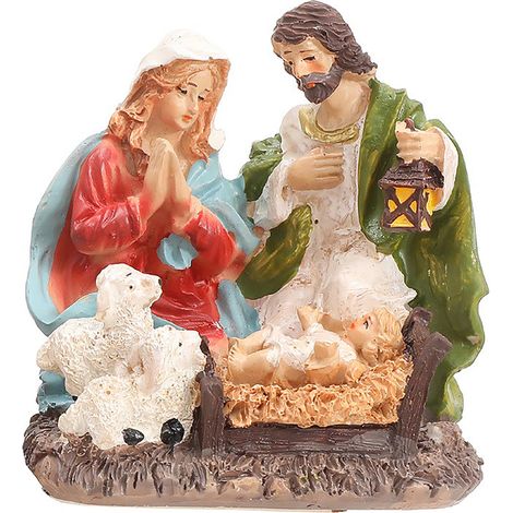 Sculpture de Jésus - Figurine de Noël en bois Style B, Jésus dans la mangeoire, décoration religieuse pour crèche