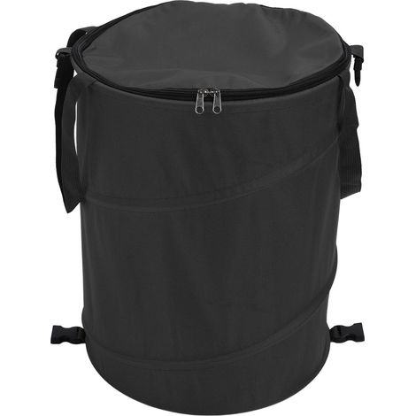 Poubelle de camping avec couvercle à fermeture éclair, 24 gallons, grande capacité, pliable, portable, poubelle de jardin pour pique-nique en plein air, noir (1/5)