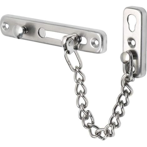 Chaîne de porte antivol en acier inoxydable, boucle de porte à chaîne (acier inoxydable 304 argent brossé) (1/5)