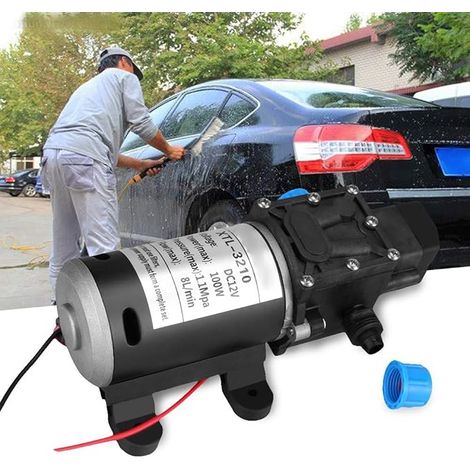 High Pressure Water Pump, 12V DC 100W, Self-Priming Diaphragm Water Pump, 8L/Min 160 Psi, Black, for Motorhome, Car Wash, Boat, Garden Irrigation (1/5)