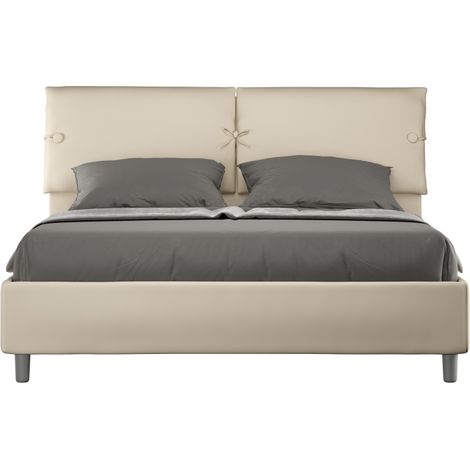 Letto matrimoniale contenitore imbottito 160x190 similpelle tortora Sleeper (1/5)