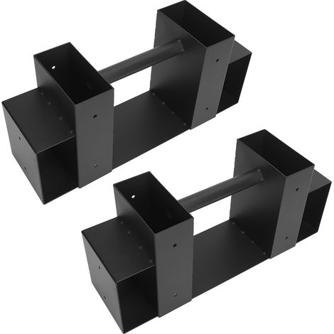 Kit de 2 supports de rangement pour bûches de chauffage extérieur avec vis, réglables, noir (1/5)
