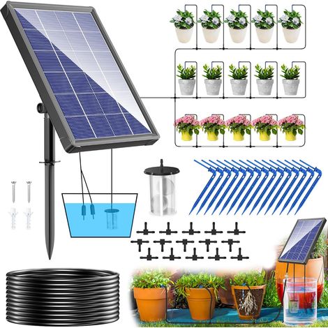 Biling Solar Bewässerungssystem Balkon 15M Solar-Bewässerungssystem Garten 3.5W Automatische Bewässerung Solar Watering System Solarbewässerungssyteme für Garten Pflanzen Hochbeet Gewächshaus Urlaub (1/5)