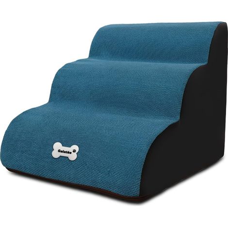 Escaliers pour Animaux De Compagnie, Rampe Amovible pour Animaux De Compagnie,3 Couches De Marches pour Chiens en Mousse Haute Densité Escaliers pour Animaux De Compagnie(Bleu) (1/5)