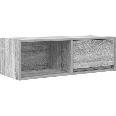 Mueble TV de pared sonoma gris 80 x 31 x 25,5 cm amplio espacio de almacenamiento diseño elegante en madera contrachapada gris 020051653 (1/5)