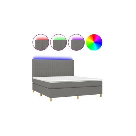 Sommier à lattes de lit et matelas et LED Gris foncé 160x200 (1/5)