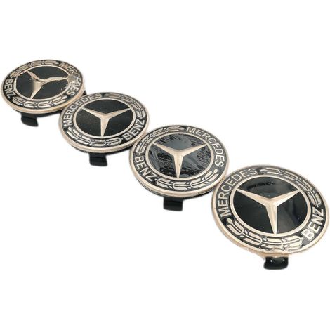 Logo de voiture pour centre de roue, lot de 4, pour Mercedes-Benz (doré, 75 mm)