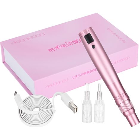 Stylo Dermaroller Rechargeable 5 Vitesses - Appareil de Microponcture Rose (1/5)