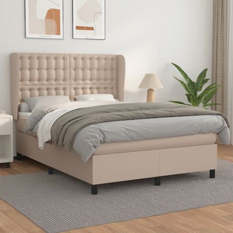 Boxspringbett Matratze Cappuccino-Braun 140x190cm Kunstleder (1/5)