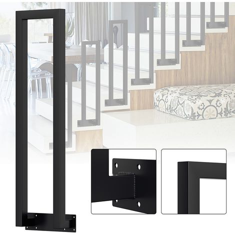 Wolketon 100cm SchwarzTreppengeländer U-Form Eisen Handlauf Geländer, Eisengeländer Innen und Außen Universal Seitlich montiert